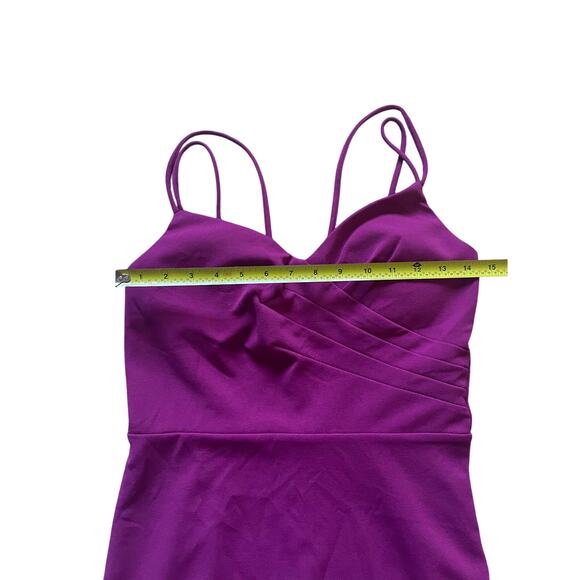 Sequins Hearts Womens/Teen fuchsia Asymmetrical dress Bust pads and Pleated Sz 7 - Picture 2 of 6